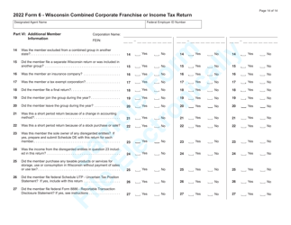 Form 6 (IC-406) Wisconsin Combined Corporate Franchise or Income Tax Return - Sample - Wisconsin, Page 14
