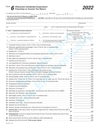 Form 6 (IC-406) Wisconsin Combined Corporate Franchise or Income Tax Return - Sample - Wisconsin