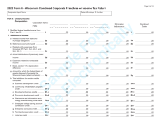 Form 6 (IC-406) Wisconsin Combined Corporate Franchise or Income Tax Return - Sample - Wisconsin, Page 5