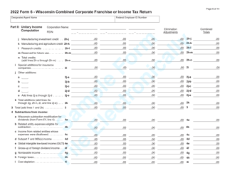 Form 6 (IC-406) Wisconsin Combined Corporate Franchise or Income Tax Return - Sample - Wisconsin, Page 6