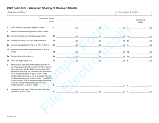 Document preview: Form 6CS (IC-448) Wisconsin Sharing of Research Credits - Sample - Wisconsin, 2022