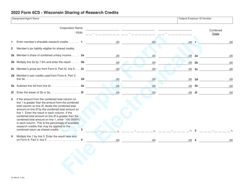 Form 6CS (IC-448) 2022 Printable Pdf