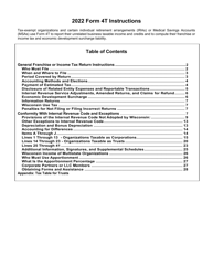 Instructions for Form 4T, IC-002 Wisconsin Exempt Organization Business Franchise or Income Tax Return - Wisconsin