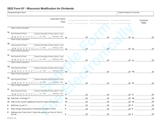 Document preview: Form 6Y (IC-425) Wisconsin Modification for Dividends - Sample - Wisconsin