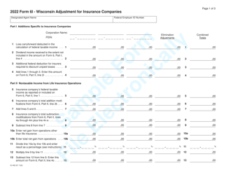 Form 6I (IC-402) Wisconsin Adjustment for Insurance Companies - Sample - Wisconsin