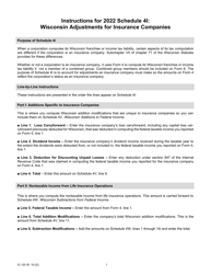 Instructions for Form IC-020C Schedule 4I Wisconsin Adjustments for Insurance Companies - Wisconsin