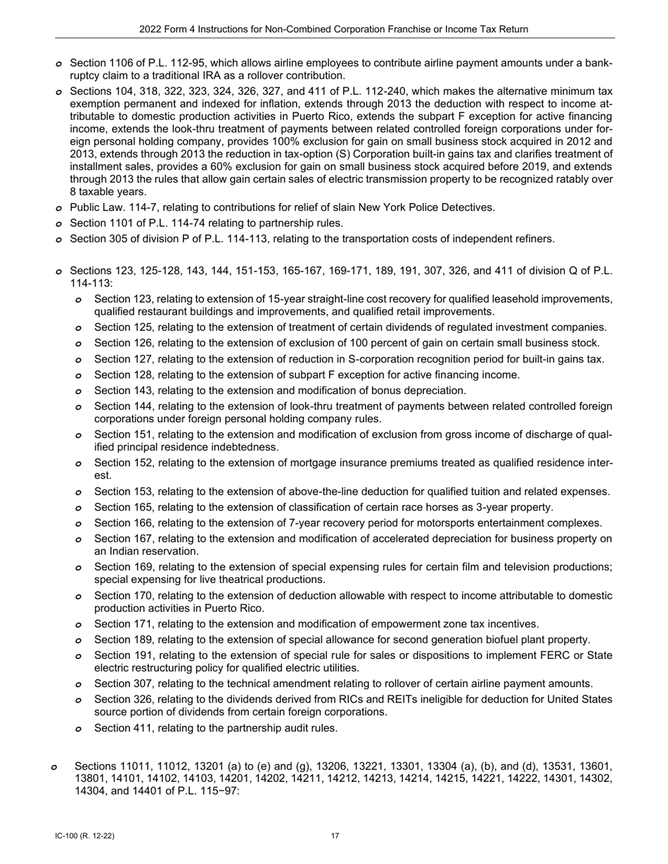 Instructions for Form 4, IC-040 Wisconsin Non-combined Corporation Franchise or Income Tax Return - Wisconsin, Page 17