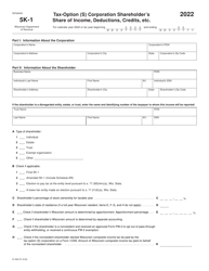Document preview: Form 5K-1 (IC-056) Tax-Option (S) Corporation Shareholder's Share of Income, Deductions, Credits, Etc. - Wisconsin