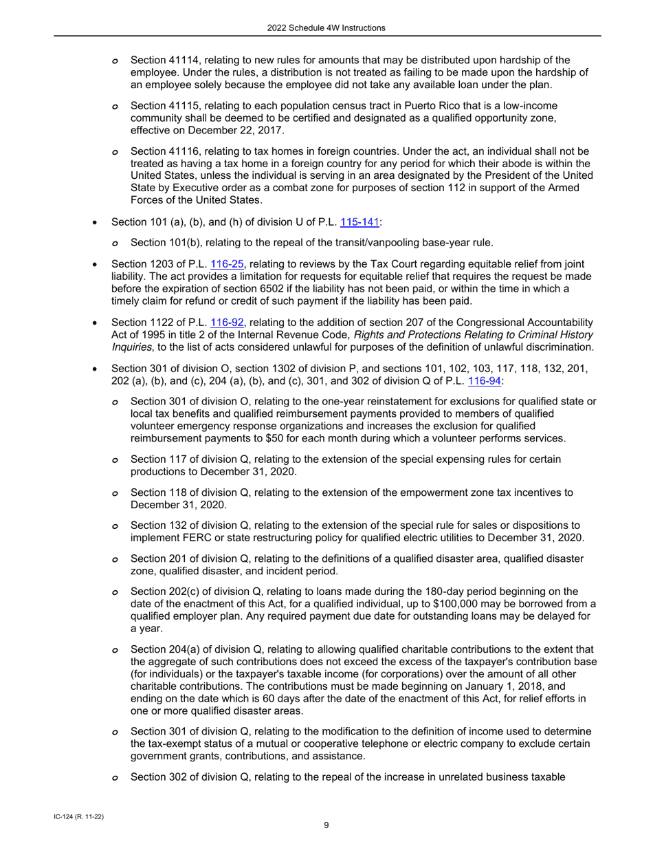 Instructions for Form IC-024 Schedule 4W Wisconsin Subtractions From Federal Income - Wisconsin, Page 9