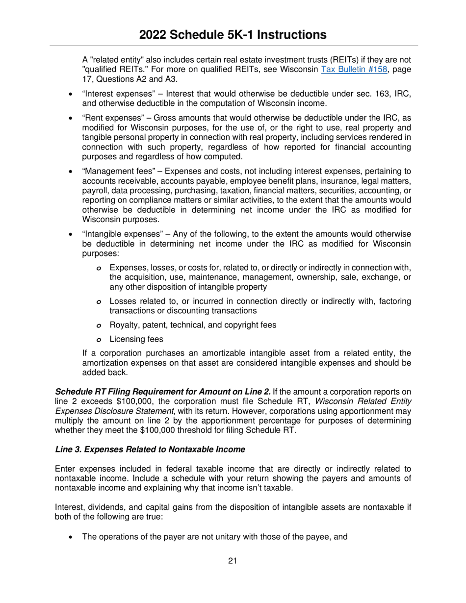 Instructions for Form IC-056 Schedule 5K-1 Tax-Option (S) Corporation Shareholders Share of Income, Deductions, Credits, Etc. - Wisconsin, Page 21