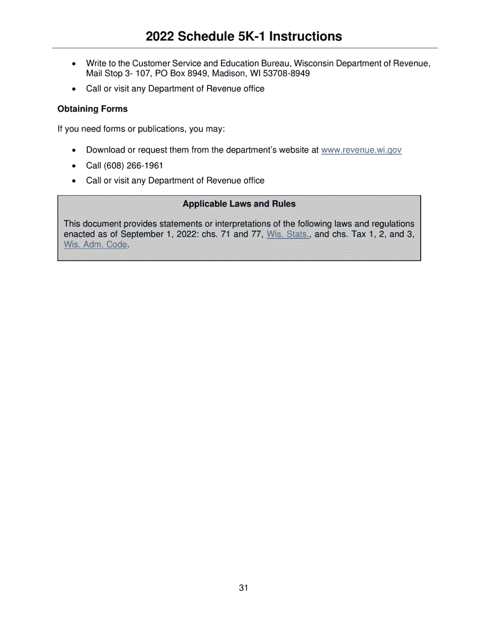 Instructions for Form IC-056 Schedule 5K-1 Tax-Option (S) Corporation Shareholders Share of Income, Deductions, Credits, Etc. - Wisconsin, Page 31