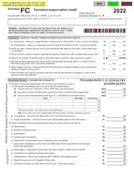 Document preview: Form I-025 Schedule FC Farmland Preservation Credit - Wisconsin