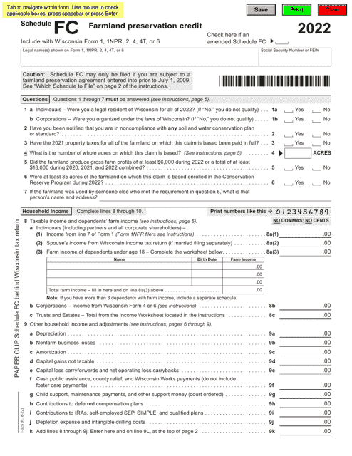 Form I-025 Schedule FC 2022 Printable Pdf