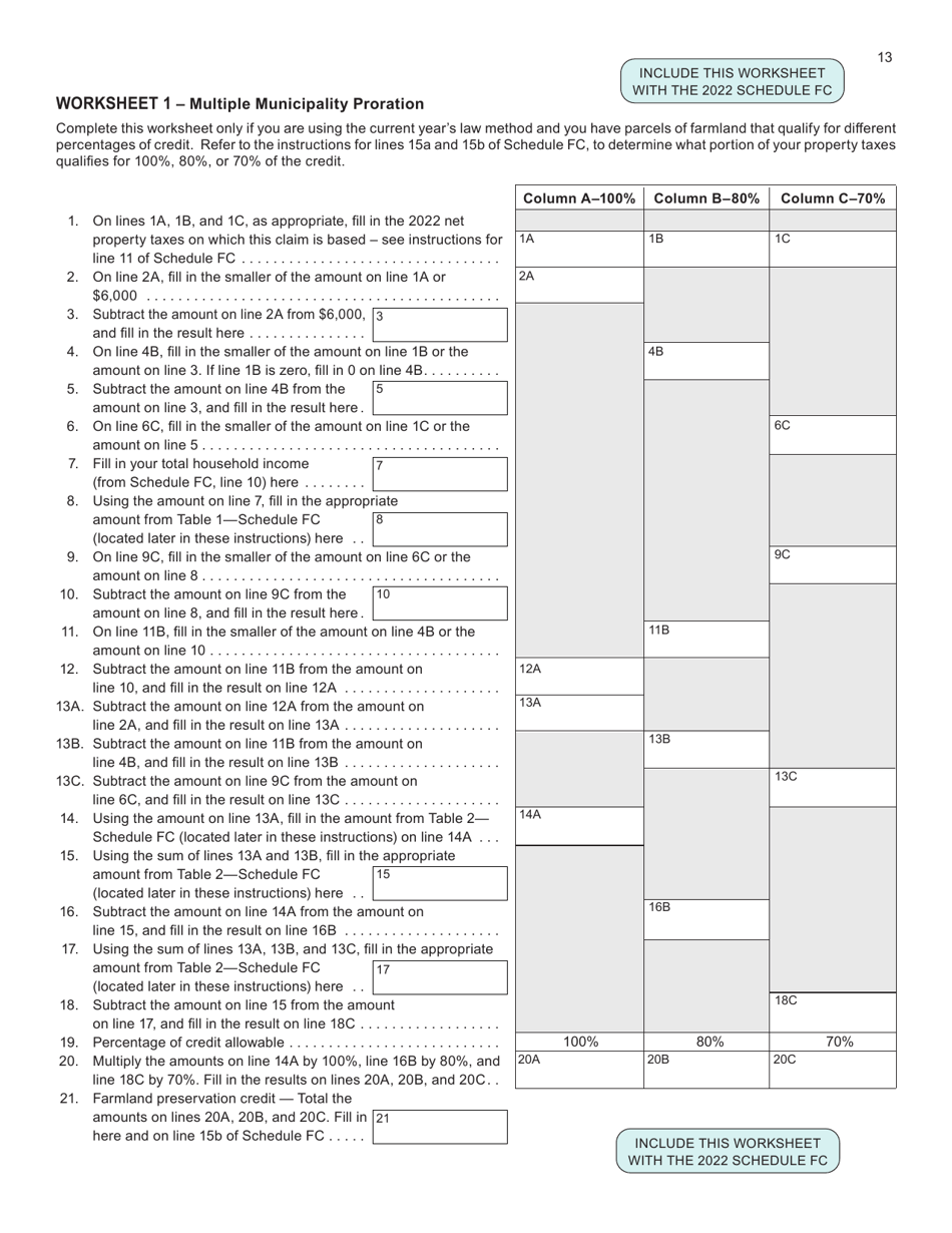 Instructions for Form I-025 Schedule FC Farmland Preservation Credit - Wisconsin, Page 13