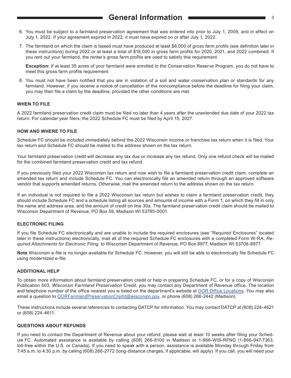 Instructions for Form I-025 Schedule FC Farmland Preservation Credit - Wisconsin, Page 3