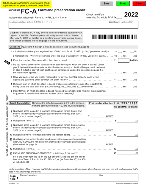 Form I-025AI Schedule FC-A 2022 Printable Pdf