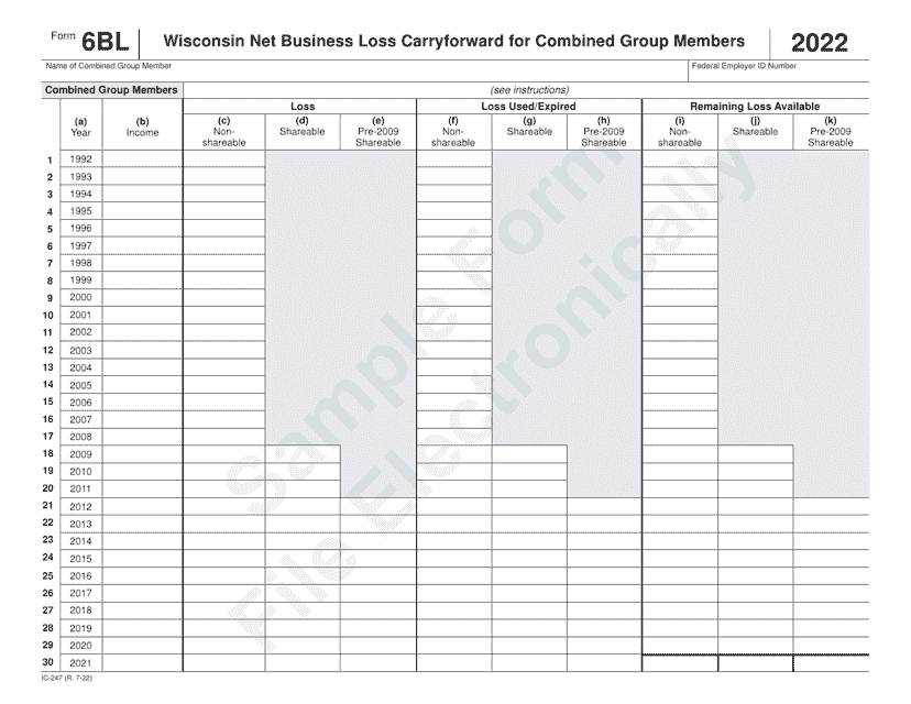 Form 6BL (IC-247) 2022 Printable Pdf