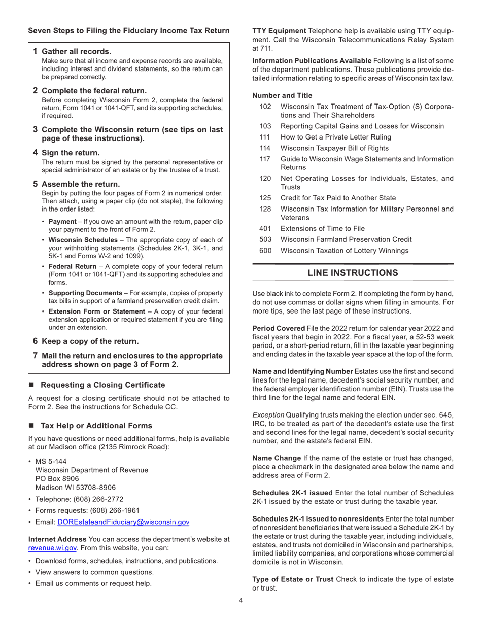 Instructions for Form 2, I-020, I-021 Schedule 2K-1 - Wisconsin, Page 4