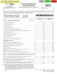 Document preview: Form I-023 Schedule OS Credit for Net Tax Paid to Another State - Wisconsin