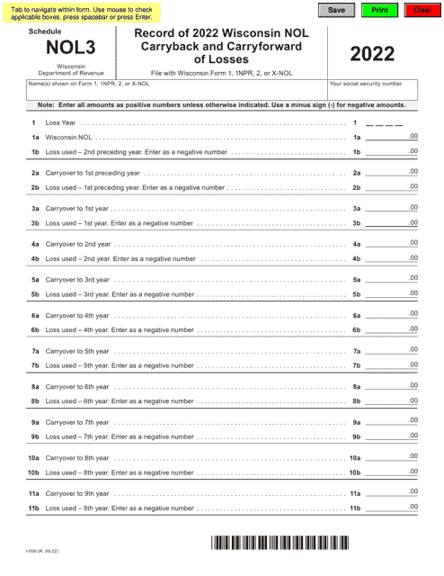 Form I-056 Schedule NOL3 2022 Printable Pdf