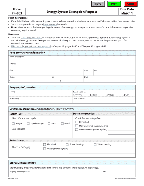 Form PR-303  Printable Pdf