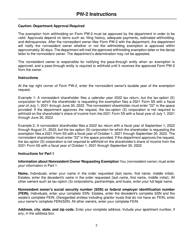 Instructions for Form PW-2, IC-005 Wisconsin Nonresident Partner, Member, Shareholder, or Beneficiary Pass-Through Withholding Exemption Affidavit - Wisconsin, Page 2