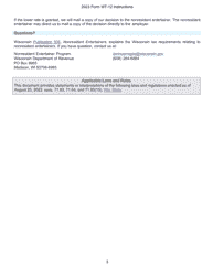 Instructions for Form WT-12, W-012LRR Nonresident Entertainer&#039;s Lower Rate Request - Wisconsin, Page 3