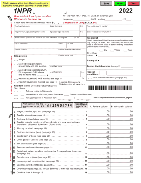Form 1NPR (I-050I) 2022 Printable Pdf
