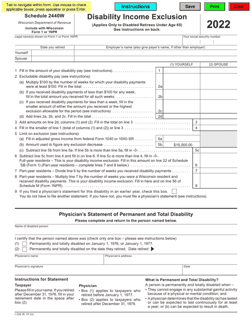 Form I-026 Schedule 2440W 2022 Printable Pdf