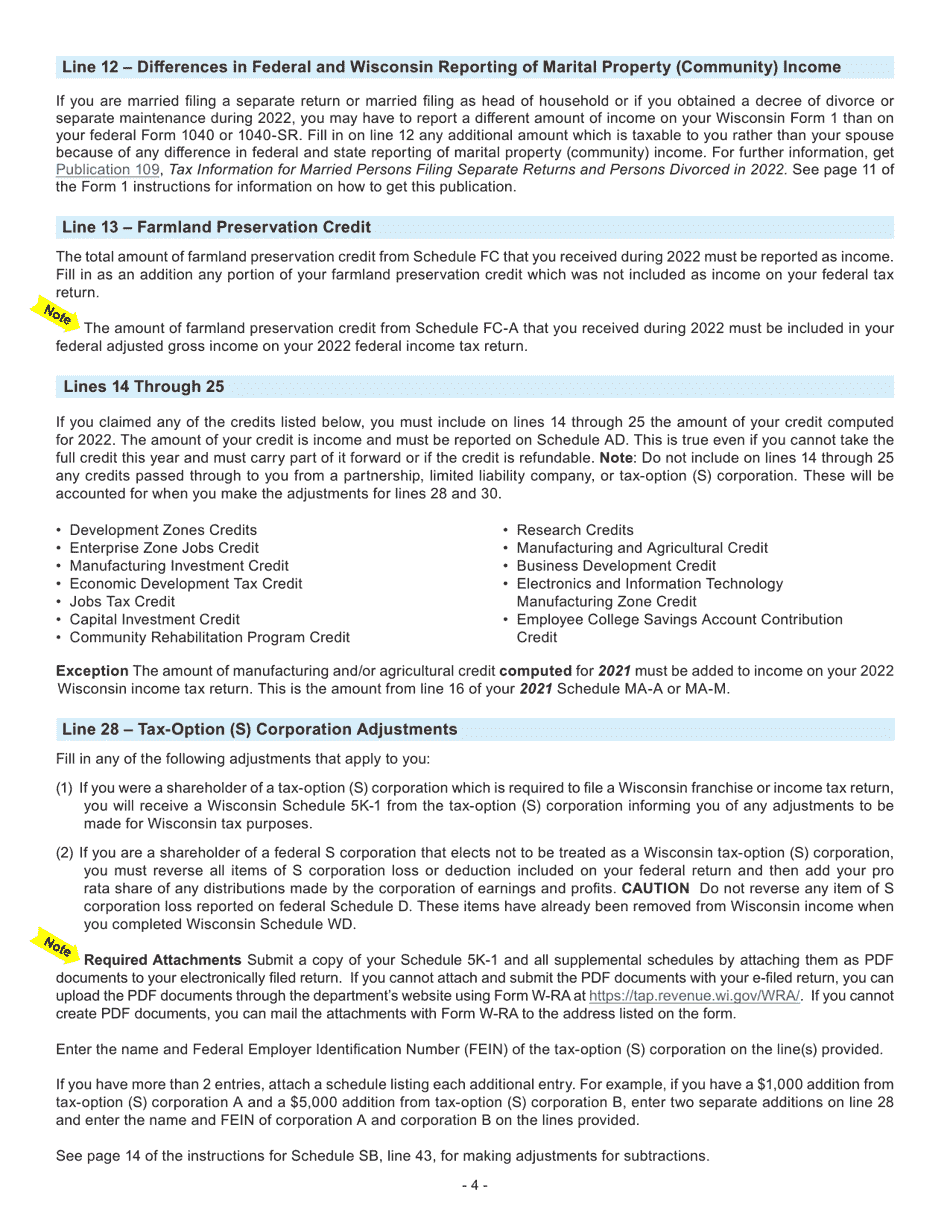 Instructions for Form I-0101 Schedule AD Additions to Income - Wisconsin, Page 4