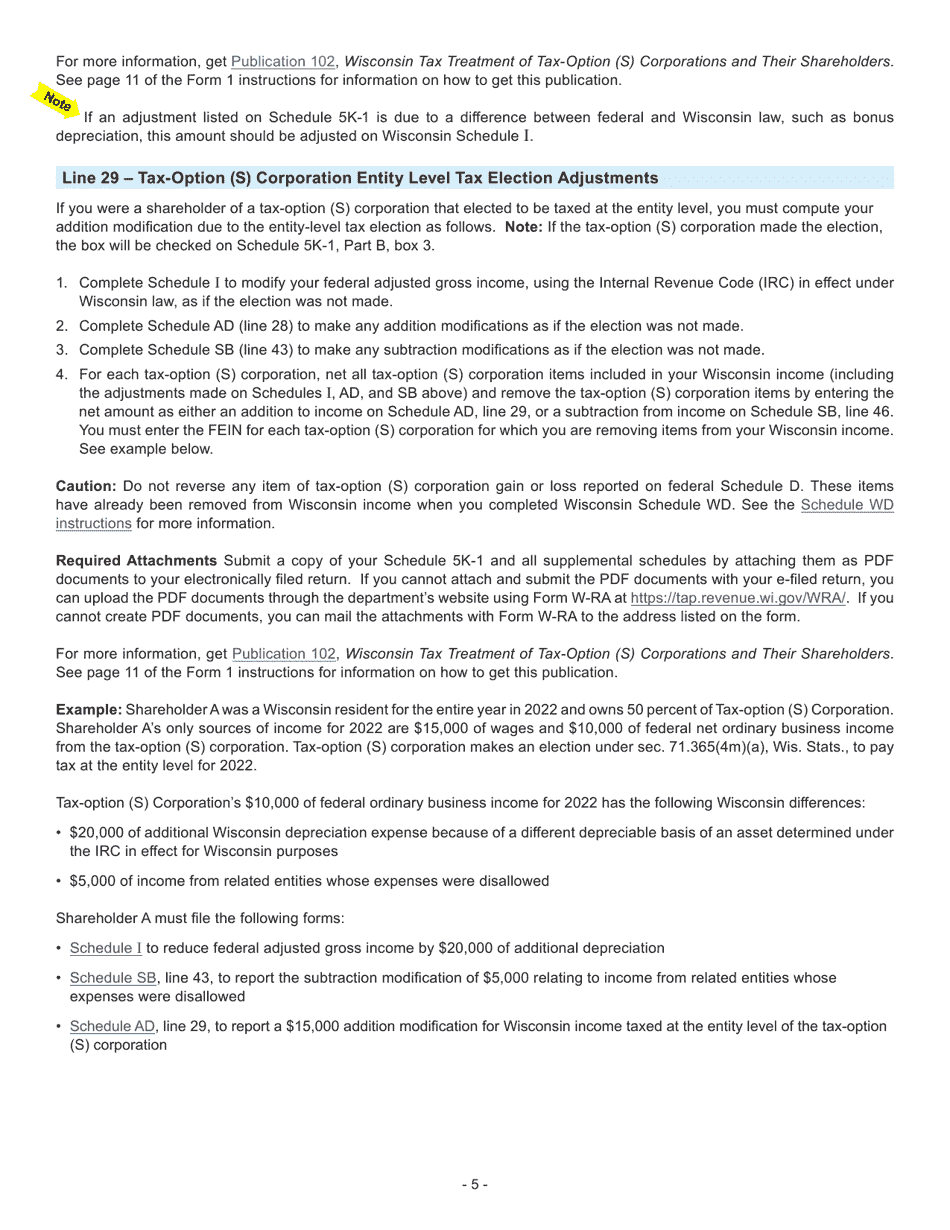 Instructions for Form I-0101 Schedule AD Additions to Income - Wisconsin, Page 5