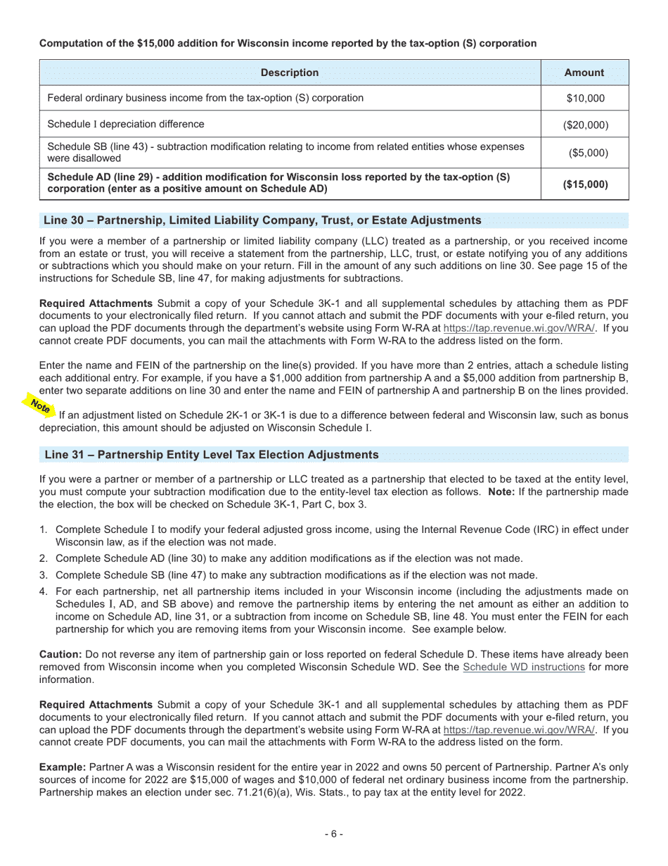 Instructions for Form I-0101 Schedule AD Additions to Income - Wisconsin, Page 6