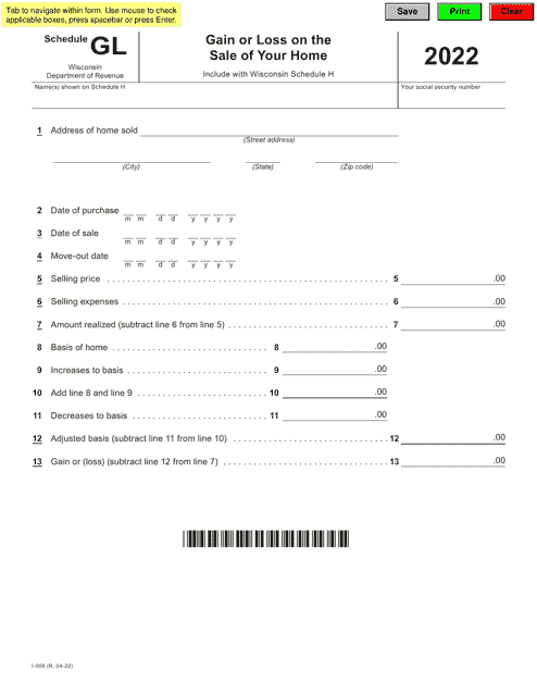 Form I-006 Schedule GL 2022 Printable Pdf