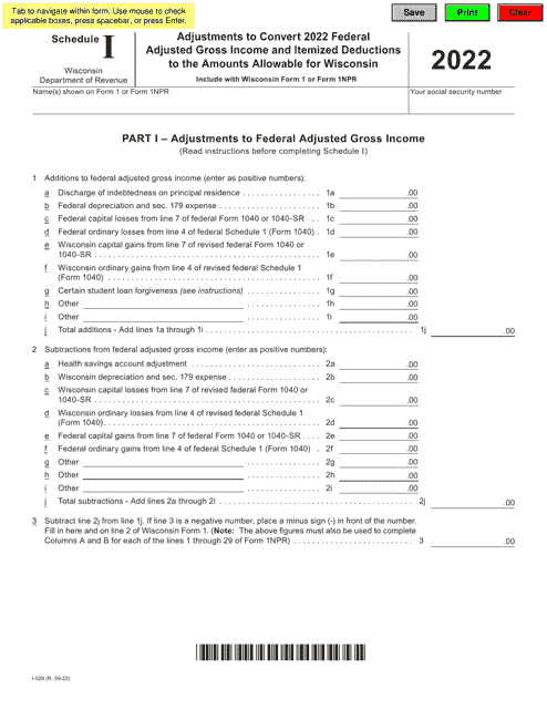 Form I-028 Schedule I 2022 Printable Pdf