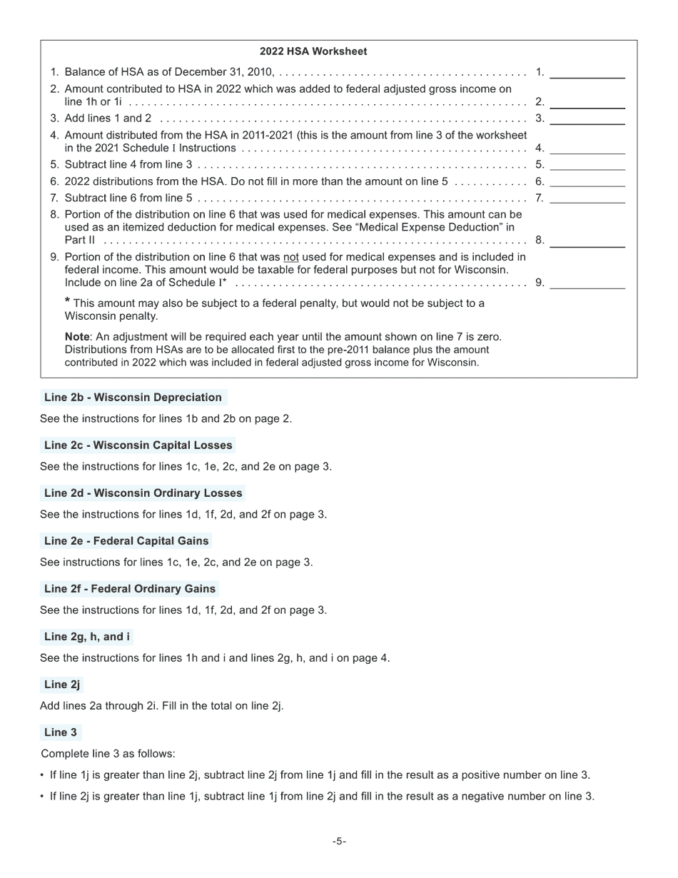 Instructions for Form I-028 Schedule I Adjustments to Convert Federal Adjusted Gross Income and Itemized Deductions to the Amounts Allowable for Wisconsin - Wisconsin, Page 5