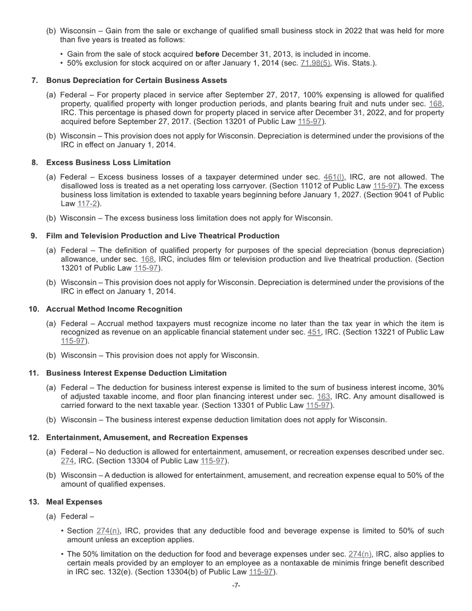 Instructions for Form I-028 Schedule I Adjustments to Convert Federal Adjusted Gross Income and Itemized Deductions to the Amounts Allowable for Wisconsin - Wisconsin, Page 7