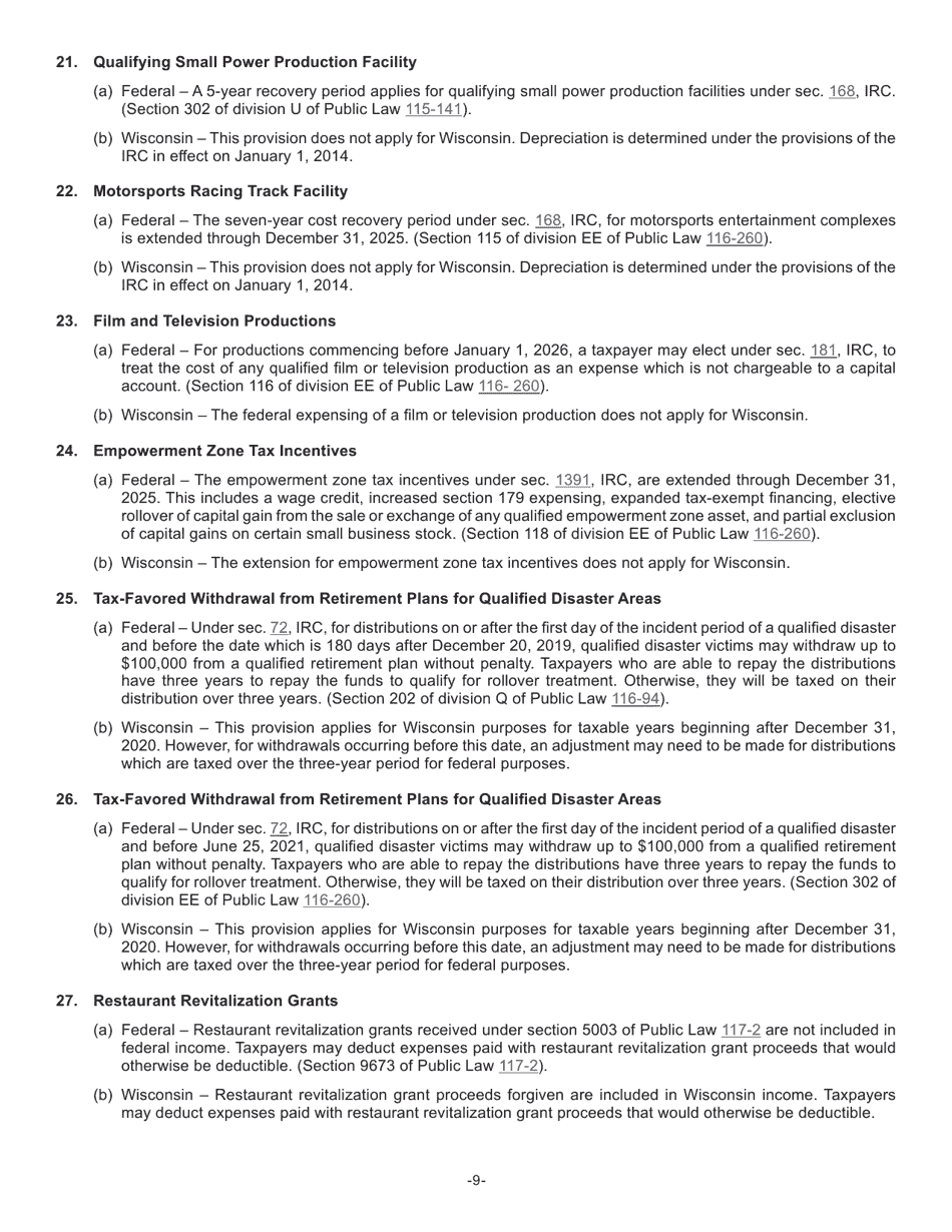 Instructions for Form I-028 Schedule I Adjustments to Convert Federal Adjusted Gross Income and Itemized Deductions to the Amounts Allowable for Wisconsin - Wisconsin, Page 9