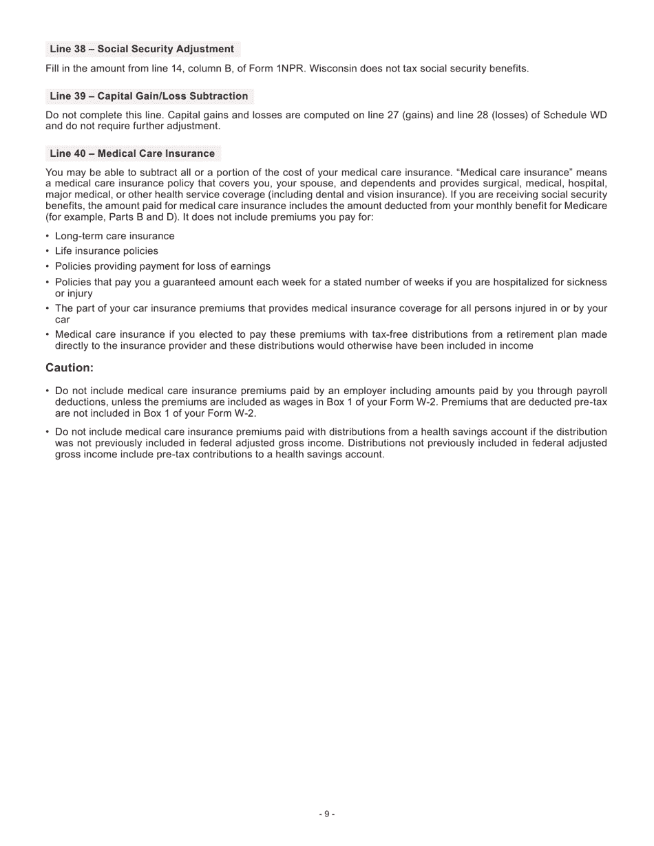 Instructions for Form I-053I Schedule M Additions to and Subtractions From Income - Wisconsin, Page 10