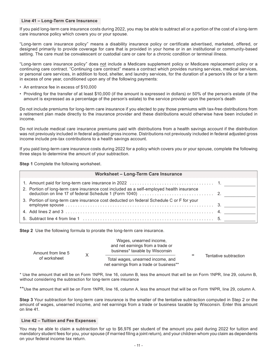 Instructions for Form I-053I Schedule M Additions to and Subtractions From Income - Wisconsin, Page 12