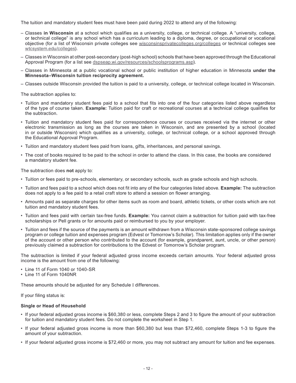 Instructions for Form I-053I Schedule M Additions to and Subtractions From Income - Wisconsin, Page 13