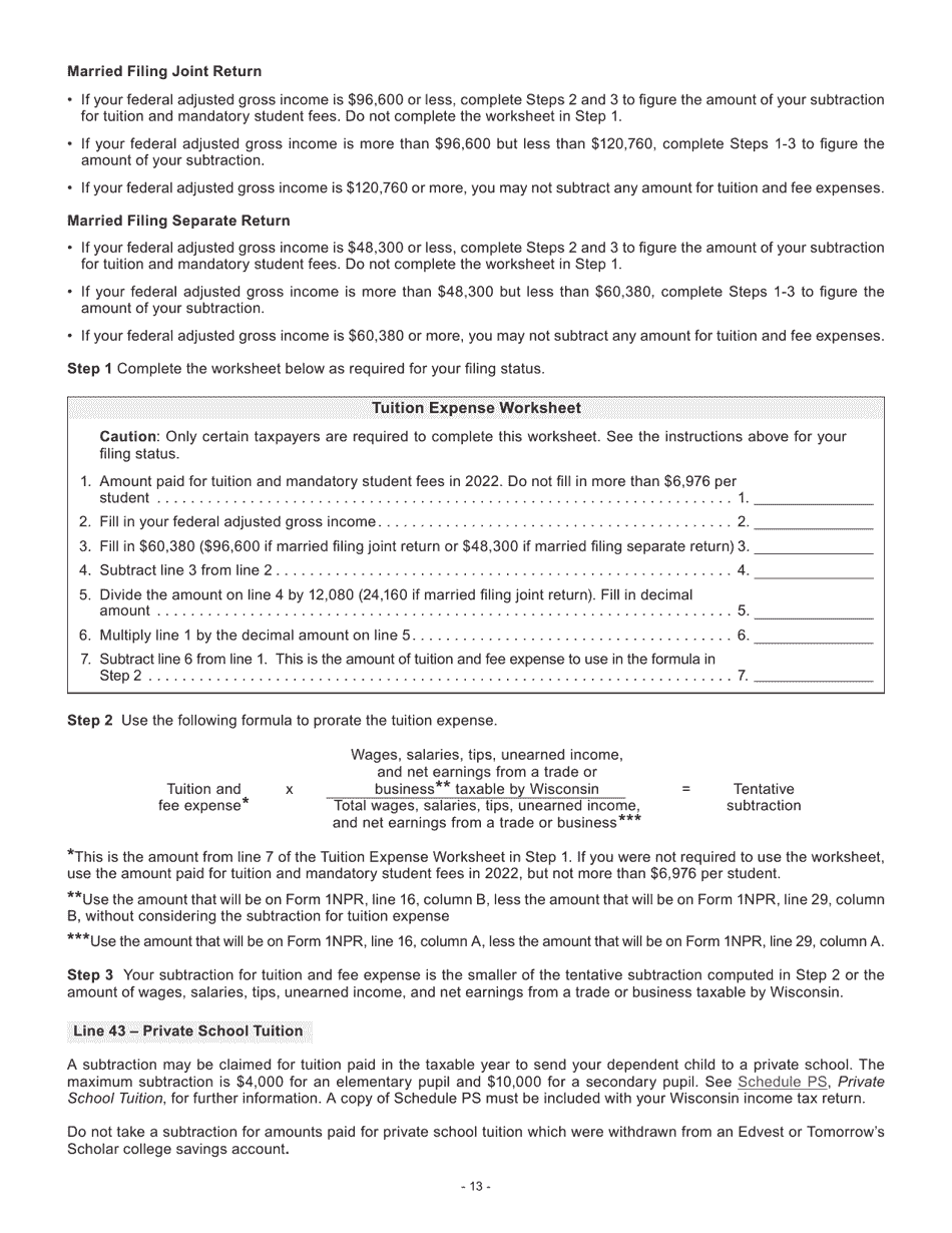 Instructions for Form I-053I Schedule M Additions to and Subtractions From Income - Wisconsin, Page 14