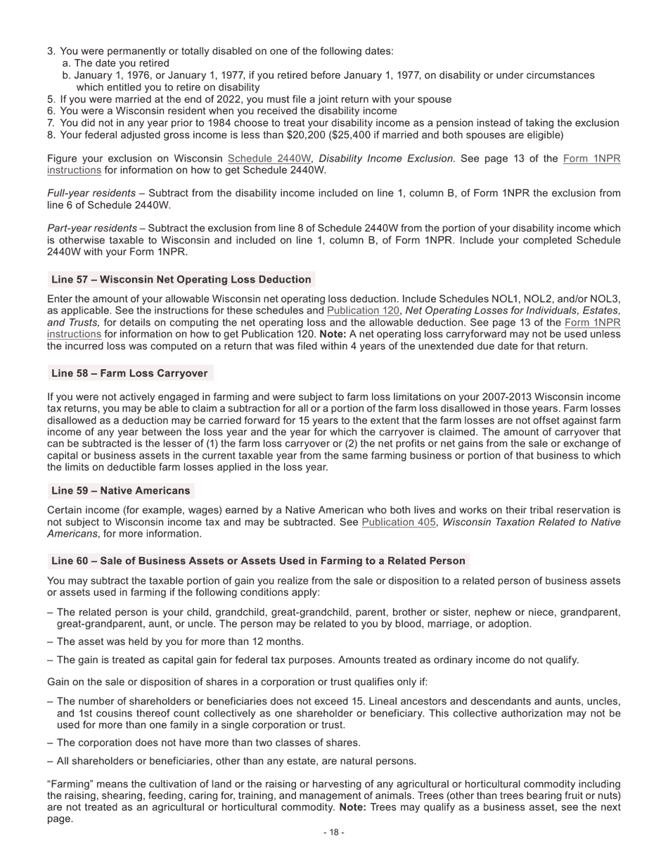 Instructions for Form I-053I Schedule M Additions to and Subtractions From Income - Wisconsin, Page 19