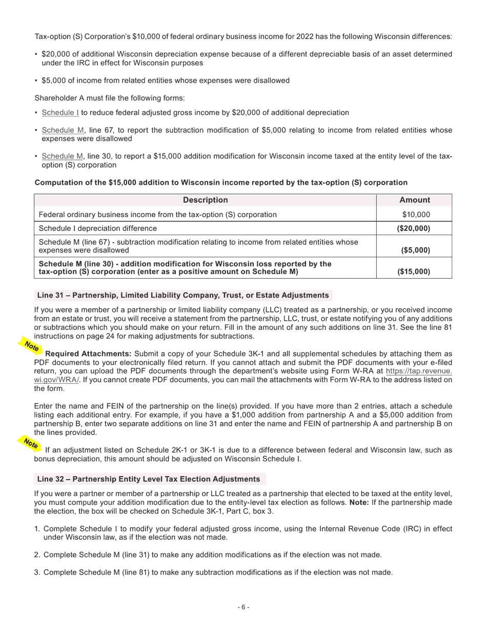 Instructions for Form I-053I Schedule M Additions to and Subtractions From Income - Wisconsin, Page 7