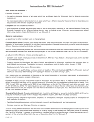 Instructions for Form I-019 Schedule T Transitional Adjustments - Wisconsin