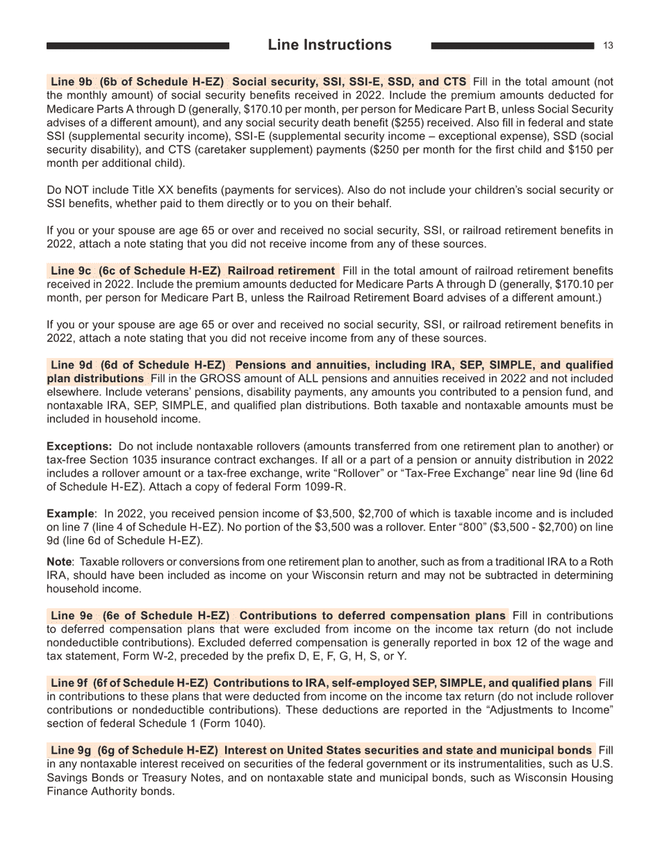 Instructions for Form I-016I, I-015I Schedule H, H-EZ - Wisconsin, Page 13