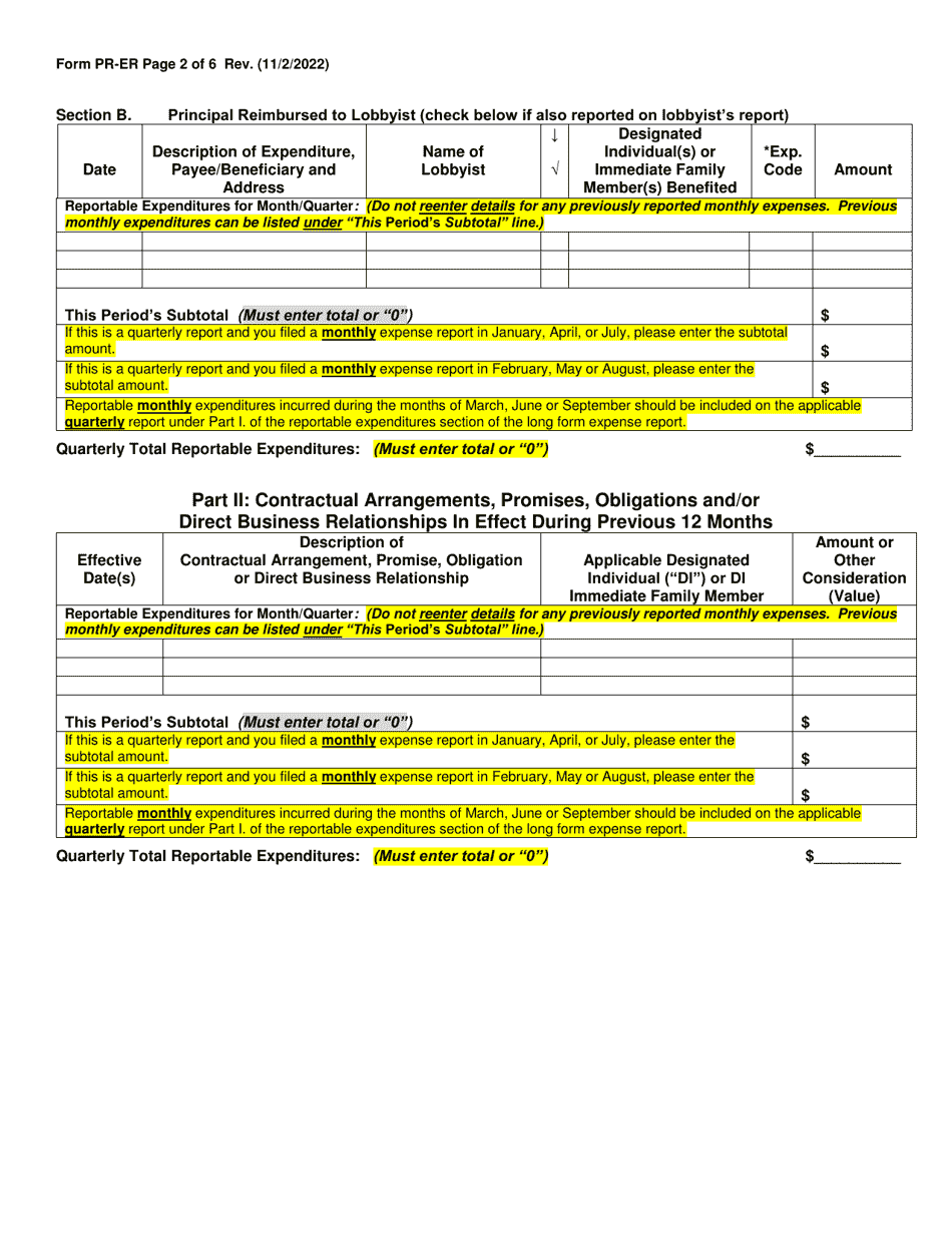 Form PR-ER Principal Quarterly Videoconferencing Notarization Expense Report - Long Form - North Carolina, Page 2