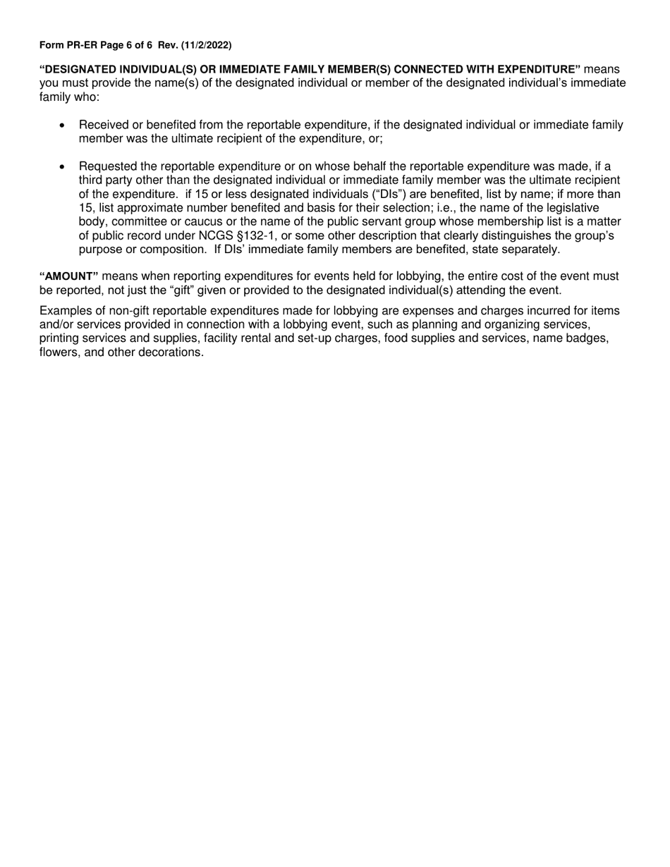 Form PR-ER Principal Quarterly Videoconferencing Notarization Expense Report - Long Form - North Carolina, Page 6