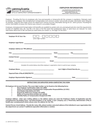 Document preview: Form UC-1609 Employer Information - Pennsylvania