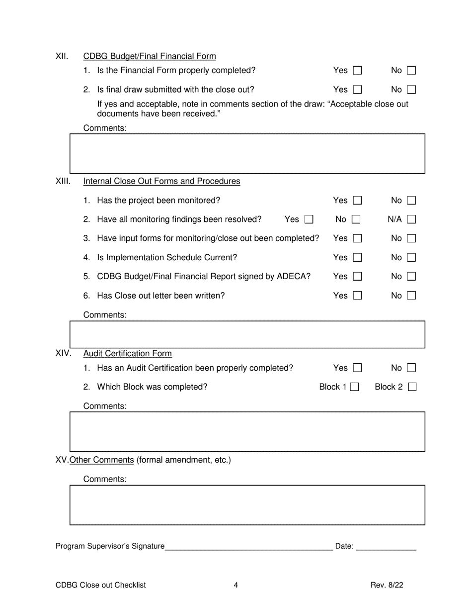 Cdbg Close out Check List, Page 4