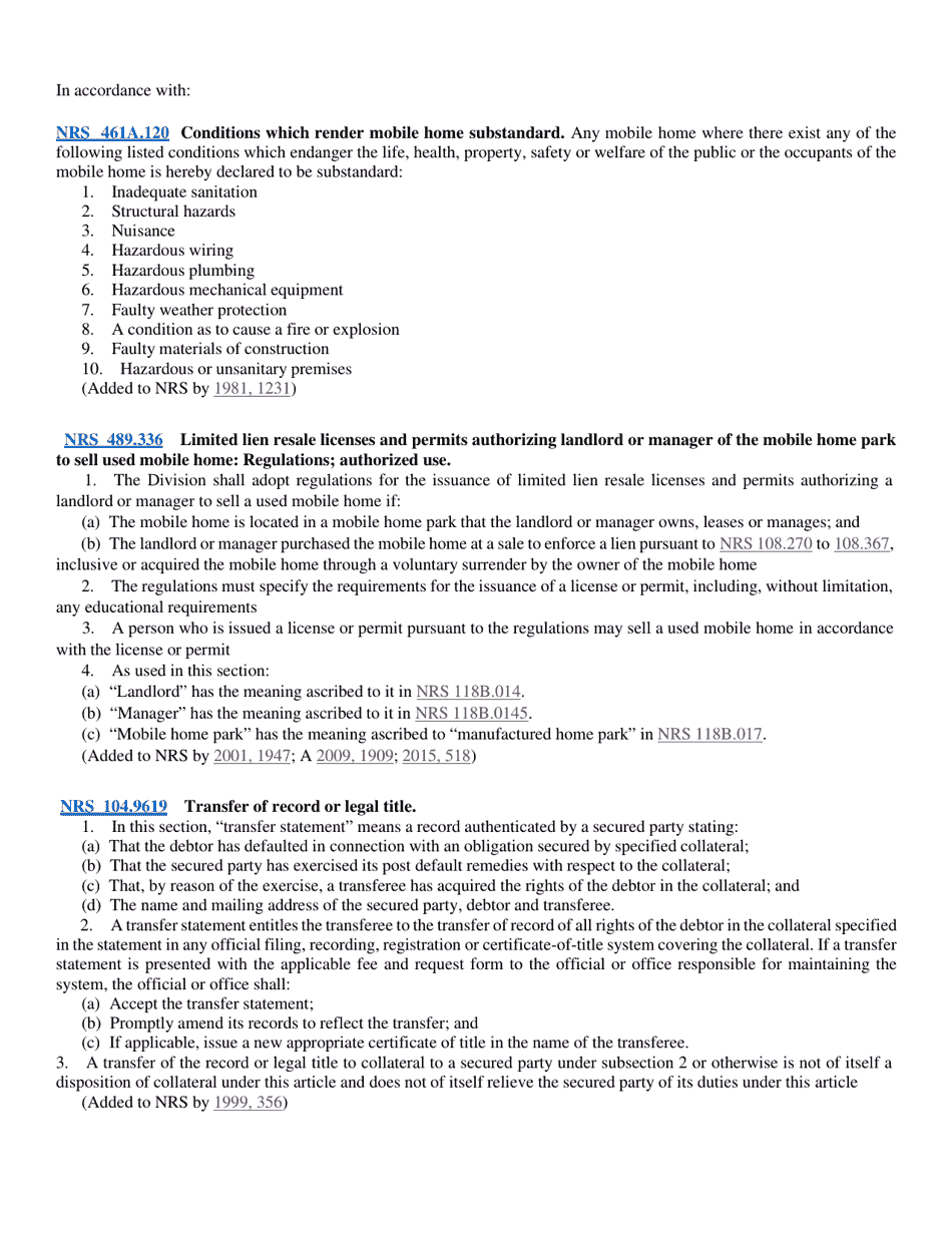 Form TL-101A Transfer Without Sale Affidavit - Nevada (English / Spanish), Page 3